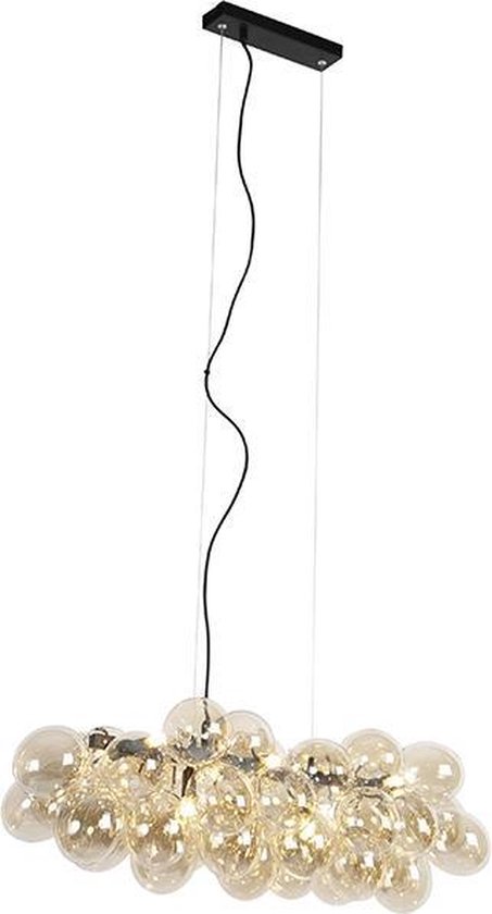 QAZQA uvas - Design Hanglamp eettafel - 8 lichts - L 800 mm - Zwart Goud - Woonkamer | Slaapkamer
