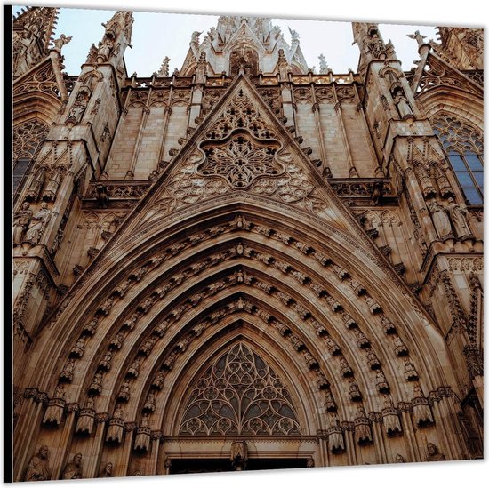 Dibond –Kathedraal van Barcelona Bovenkant-50x50 Foto op Aluminium (Met ophang)