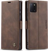 CaseMe Book Case - Geschikt voor Samsung Galaxy Note 10 Lite Hoesje - Donkerbruin