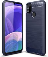 Armor Brushed TPU Back Cover - Samsung Galaxy M31 Hoesje - Blauw