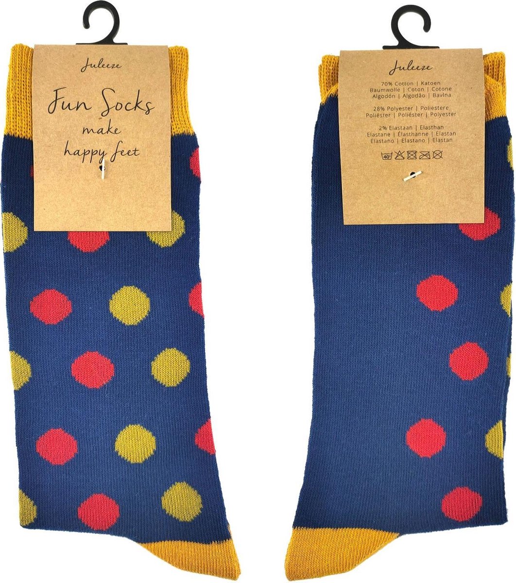 Juleeze Grappige Sokken Unisex maat 35-38 Meerkleurig Katoen, Polyester Stippen Dames Heren Sokken Grappige Sokken