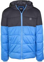 Urban Classics Puffer winterjas -XL- Hooded 2-Tone Blauw/Zwart