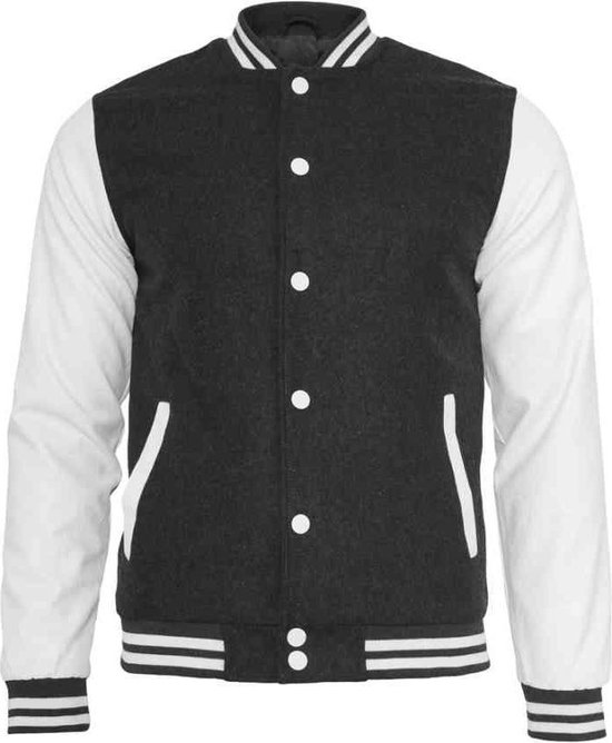Urban Classics Oldschool College Jacket Bottlegreen/White | Jacken