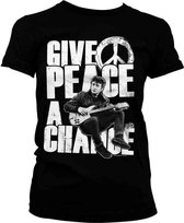 John Lennon Dames Tshirt -M- Give Peace A Chance Zwart