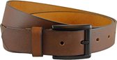 Houtkamp Moderne Heren Jeans Riem - Zwarte Gesp -  Echt Leer - Bruin - Riemmaat 115