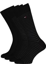 Tommy Hilfiger Small Stripe Socks (2-pack) - herensokken katoen - uni en gestreept - zwart - Maat: 43-46