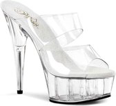 Pleaser Muiltjes met hak -38 Shoes- DELIGHT-602 US 8 Transparant/Zilverkleurig