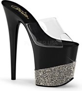 Flamingo-801-3 peeptoe plateau slipper sandaal met stiletto hak en kristallen detail zwart - Fetish Exotic Dancing - (EU 40 = US 10) - Pleaser