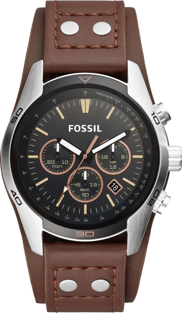 Fossil Coachman Horloge - Fossil heren horloge - Zwart - diameter 44 mm - | bol.com