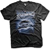 Back To The Future Heren Tshirt -S- Flying DeLorean Zwart