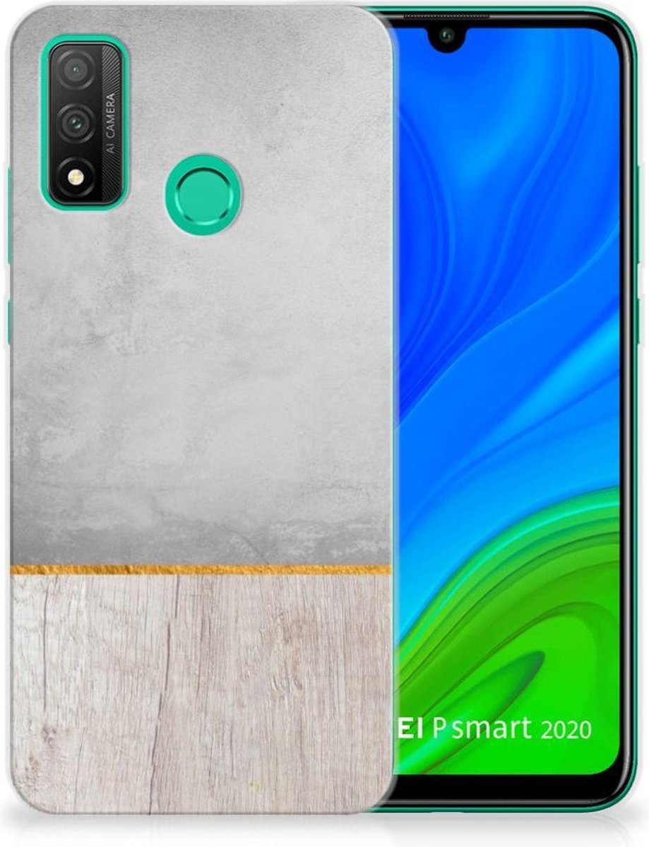 Huawei P Smart 2020 Bumper Hoesje Wood Concrete