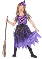 LUCIDA - Glittersterren heksen kostuum voor meisjes - M 122/128 (7-9 jaar)