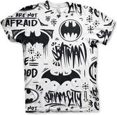 DC Comics Batman Heren Tshirt -2XL- Icons Allover Wit/Zwart