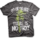 Star Wars Heren Tshirt -L- There Is No Try - Yoda Grijs
