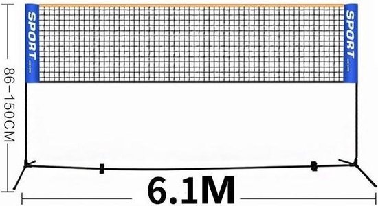 Filet de badminton Easy Setup - 6 mètres (taille officielle) | bol