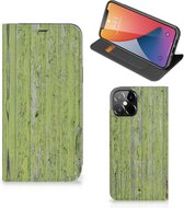 Telefoon Hoesje Geschikt voor iPhone 12 Pro Max Wallet Case Green Wood