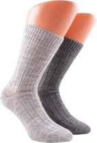 Boru Lamswollen sokken | 2-Pack | Lichtgrijs & Grijs, Maat 43-46