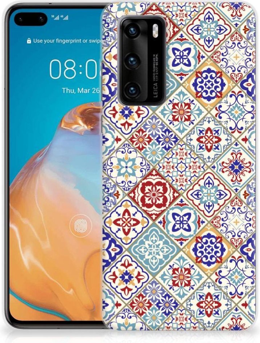 Huawei P40 TPU Siliconen Hoesje Tiles Color
