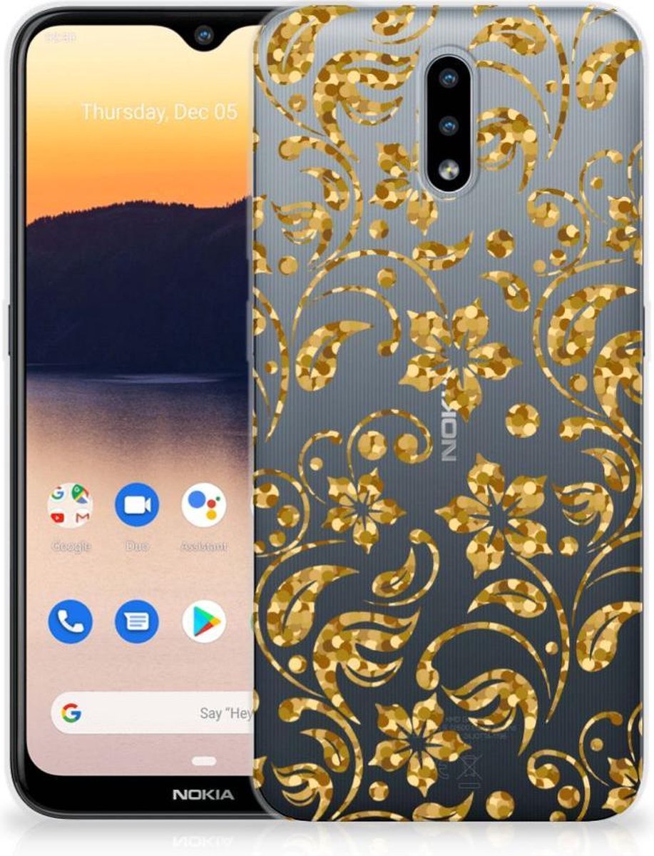 Nokia 2.3 TPU Case Gouden Bloemen