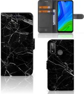 Telefoonhoesje Huawei P Smart 2020 Wallet Book Case Vaderdag Cadeau Marmer Zwart