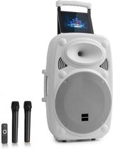 Auna Pro Streetstar 15 Draagbare PA Speaker - 15 Inch - Met 2 UHF Microfoons - Wit