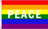 Regenboog peace vlag 90x150cm