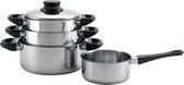 RVS pannenset/pannen met deksels 4-delig - Koken - Keukengerei kookset