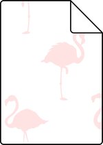 Proefstaal ESTAhome behang flamingo's licht roze en wit - 138918 - 26,5 x 21 cm