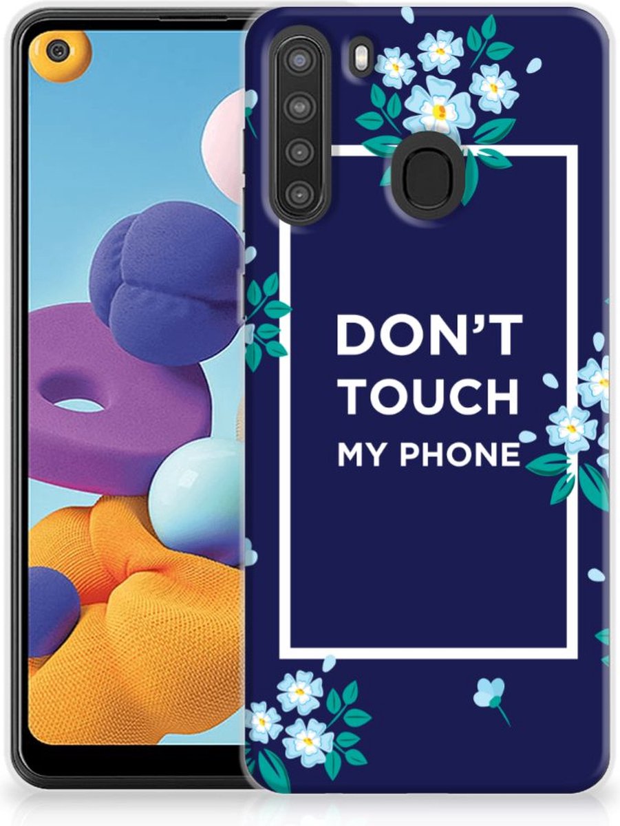Samsung Galaxy A21 Silicone-hoesje Flowers Blue DTMP