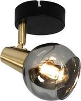 QAZQA vidro - Art Deco Plafondlamp en wandlamp - 1 lichts - L 12 cm - Zwart Goud - Woonkamer | Slaapkamer | Keuken