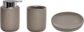 4goodz 3-delige ronde Badkamer accessoires set - Taupe
