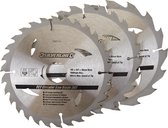 Silverline TCT cirkelzaagblad, 16, 24, 30 tanden, 3 pak 165 x 30 - 20, 16 en 10 mm ringen