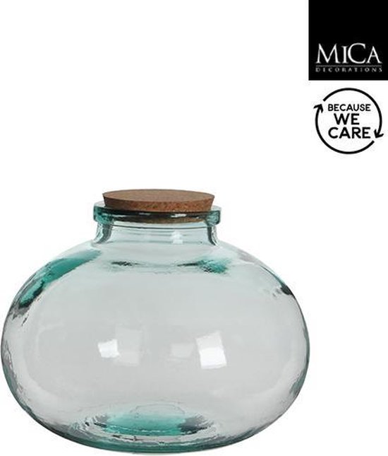 Mica Decorations Olly Vaas - H23 x Ø29 cm - Gerecycled Glas - Transparant