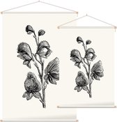 Monnikskap zwart-wit (Monkshood) - Foto op Textielposter - 90 x 135 cm