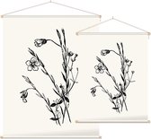 Geelhartje zwart-wit (Linum Cartharticum) - Foto op Textielposter - 90 x 120 cm