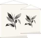 Kastanje zwart-wit (Leaf of Chestnut) - Foto op Textielposter - 120 x 160 cm