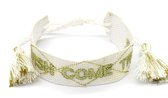 Dielay - Stoffen Armband Dames - Wish Come True - Lengte Verstelbaar - Wit