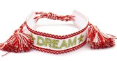 Dielay - Stoffen Armband Dames - Dream - Lengte Verstelbaar - Rood