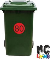 Kliko Sticker / Vuilnisbak Sticker - Nummer 80 - 17 x 17 - Rood