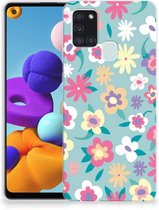 Leuk TPU Back Case Geschikt voor Samsung Galaxy A21s GSM Hoesje met Tekst Flower Power