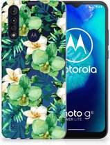 Silicone Back Cover Motorola Moto G8 Power Lite Telefoon Hoesje Orchidee Groen
