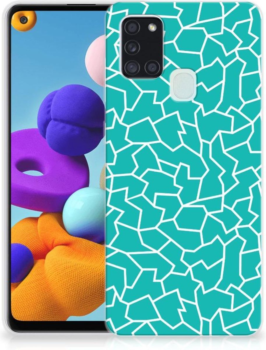 Samsung Galaxy A21s Hoesje maken Cracks Blue
