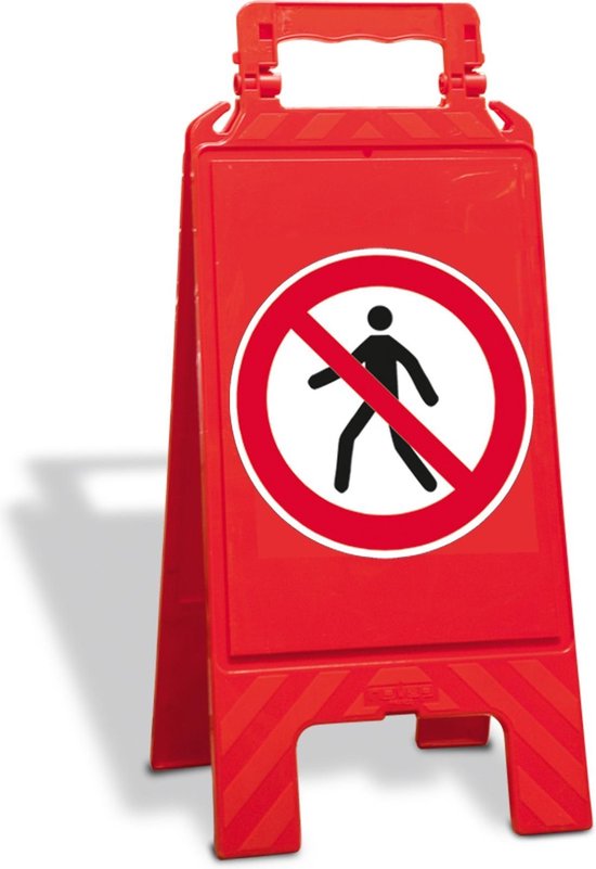 Uitklapbaar waarschuwingsbord Verboden voor voetgangers Bestel nu! Uitklapbaar waarschuwingsbord Verboden voor voetgangers Bestel nu!