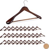 Relaxdays 30 x kledinghanger - voor pakken - brede schouder - kleerhangers hout – bruin