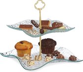 Relaxdays etagère serveerschaal vierkant - 2 laags - presenteerschaal -muffin standaard