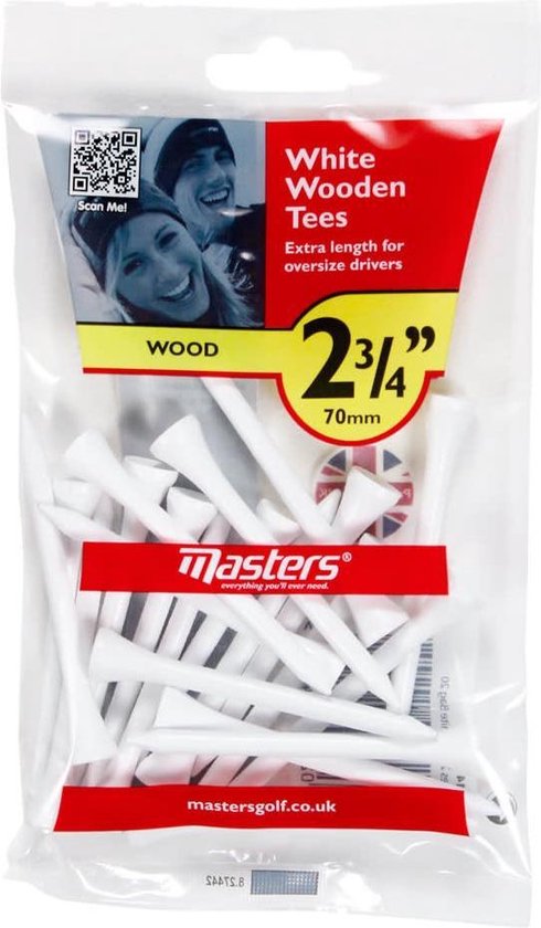 Masters White Wooden Tees 20st 70MM
