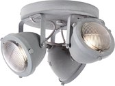 BRILLIANT lamp Carmen LED spot rondel 3-lichtgrijs beton | 3x LED-PAR51, GU10, 5W LED reflectorlampen inbegrepen, (380lm, 3000K) | Schaal A ++ tot E | Hoofden draaien