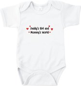 Rompertjes baby met tekst - Daddy's girl and mommy's world - Romper wit - Maat 50/56