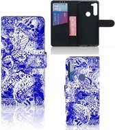 Book Style Case Motorola G8 Power Smartphone Hoesje Angel Skull Blue