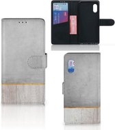 Smartphone Hoesje Geschikt voor Samsung Xcover Pro Magnet Case Cadeau voor Vader Wood Concrete